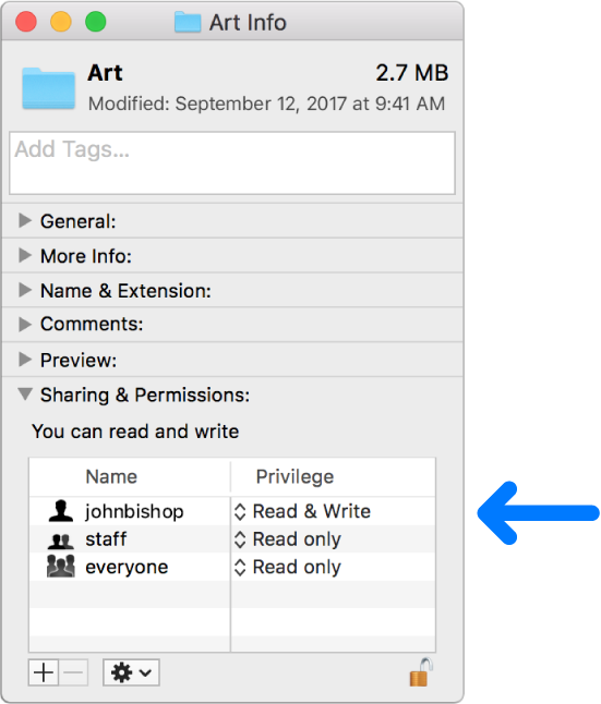 change folder permissions mac